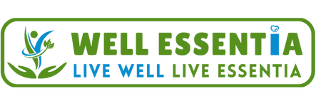 Well Essentia logo with green and blue text and graphics